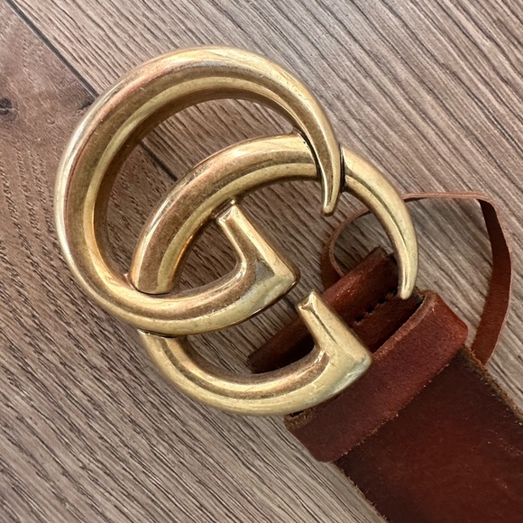 Authentic brown and gold Gucci belt with dust bag - Picture 2 of 7